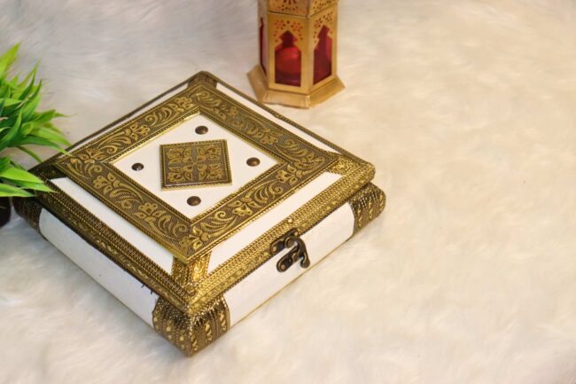 Cream Rajwadi Dry Fruit Box - Image 2