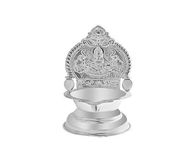 German Silver Gaja Lakshmi Diya Pooja Items - Athulyaa