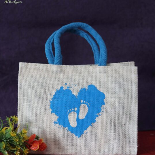 Jute bag with baby foot print