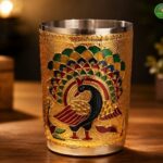 Meenakari Glass with peacock Print in Gift box