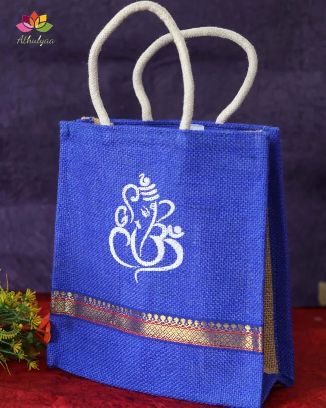 Ganesh zari Printed Jute Bag - Image 2