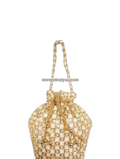 Embroidered Potli Bag With Beads