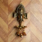 Brass Ganesha Deepak with Bell Wall Hanging