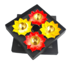 Colourful Brass Lotus Diya set of 4