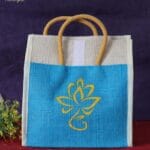 Jute Lunch Bag With multi color Flower Print