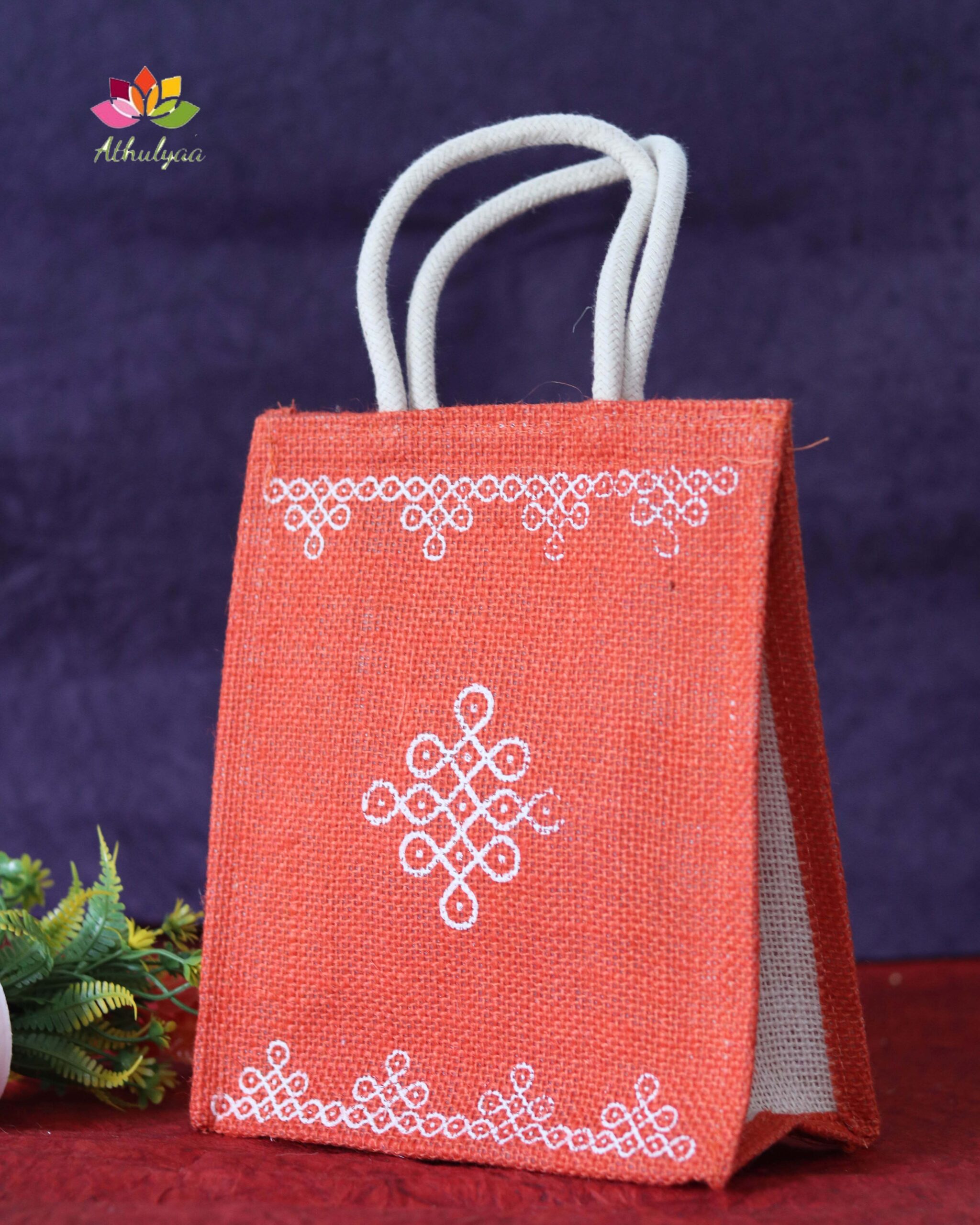 Buy JUTEKA Green and Parrot leave printed Jute Bag for Lunch, Office,  Grocery, Picnic, Tiffin, Shopping Handbag. with padded cotton handles.  Online at Best Prices in India - JioMart.