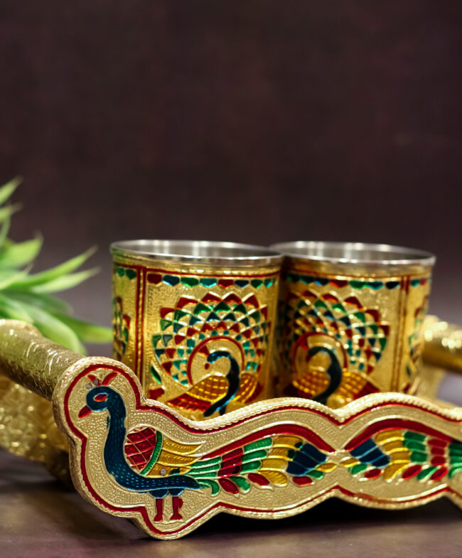 Meenakari 2 Glass Tray Set