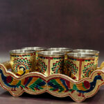 Meenakari 6 glass tray set