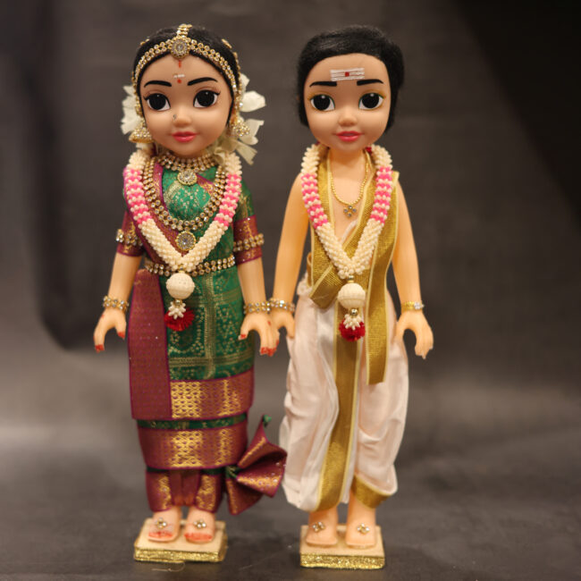 Iyer Style Wedding Couple Dolls with base - Image 3