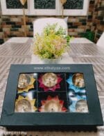 Colourful Brass Lotus Diya set of 4 - Image 2