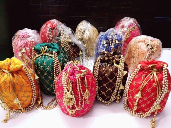 Buy DN Enterprises Handmade Handbag Embroidery Ethnic Bridal Potli Bag For  Women's - Gold Online at Best Prices in India - JioMart.