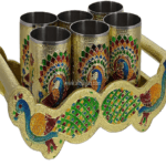 Golden Mayur 6-Glass Tray Set