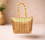 Handbag with Golden beads and Mirror Embroidery