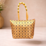 Handbag with Golden beads and Mirror Embroidery