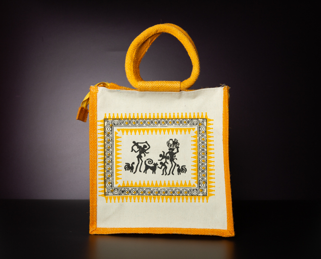 Warli Print Silk Tote Bag – Kazari Collection