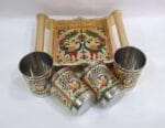Meenakari 4 Glass Tray Set - Image 3
