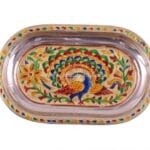 Meenakari Peacock Oval Tray
