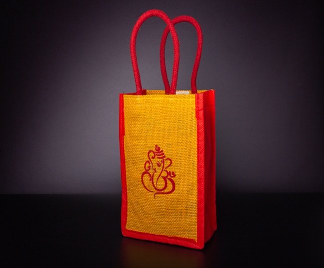 Jute String Bag with Ganesha Print - WBG0396 - WBG0396 at Rs 29.00 | Gifts  for all occasions by Wedtree