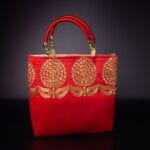Raw silk bag with zari embroidery