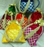 Velvet Potli with Pearl Handle