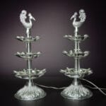 Silver Finish Metal Electric Diya-Pair