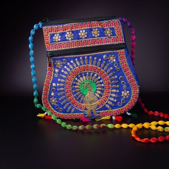 Sling bag with floral embroidery