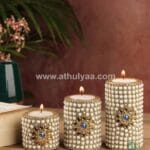 Set of 3 Moti work Candle Holder