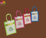 Mini Jute Bag With Zari Ganesha Print - Image 3
