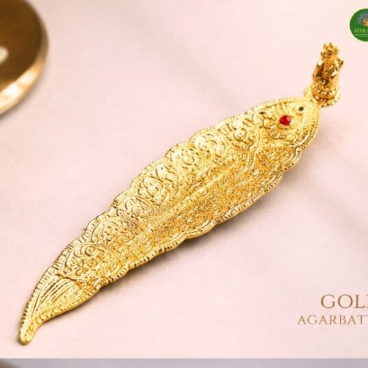 White Metal Gold Plated Agarbathi Stand
