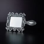 White Metal Hand Mirror with Silver Finish Medium