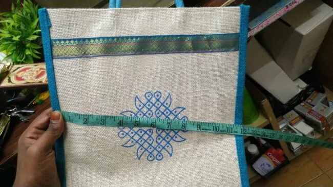Jute bag with kolam print - big - Image 6