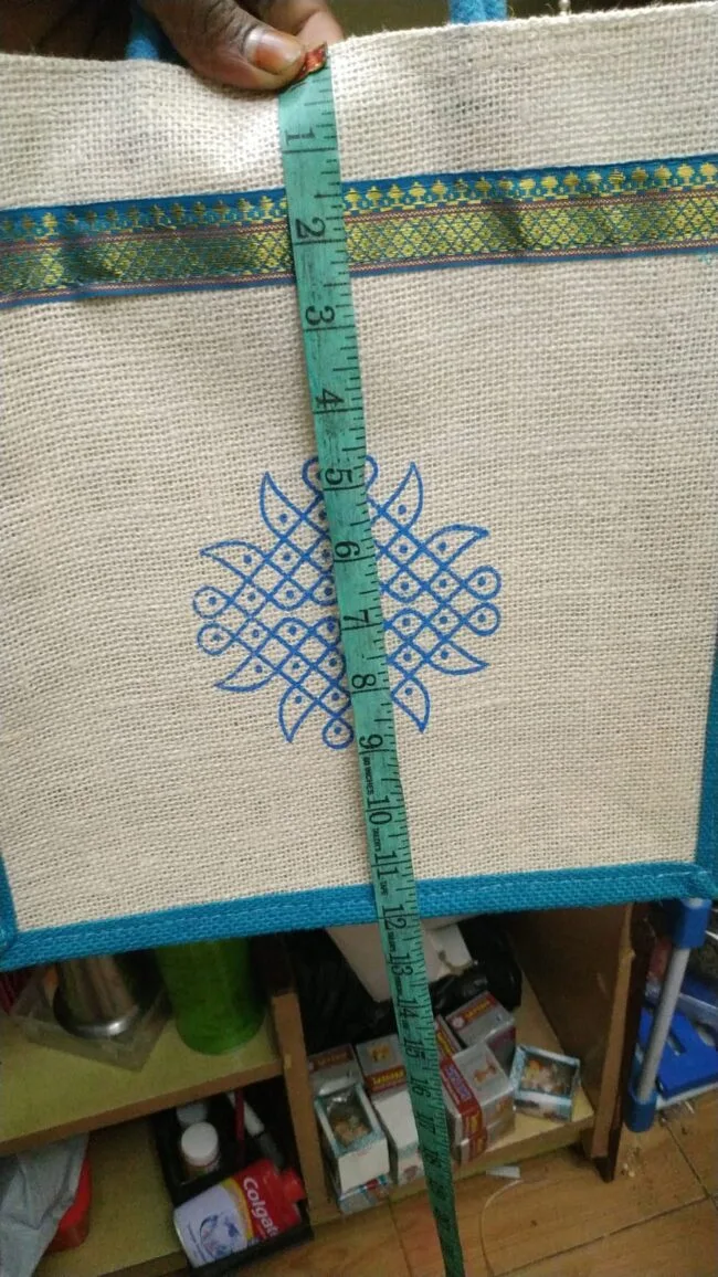 Jute bag with kolam print - big - Image 5