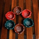 clay diya with kolam -set of 6