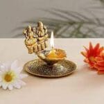 Lakshmi Ganesh Diya White Metal