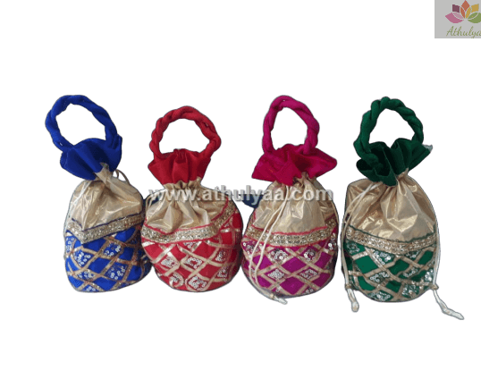 Silk Potli with Gota Cross