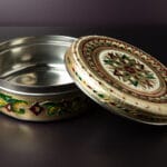 Meenakari Floral Steel Box - 6.5 inches