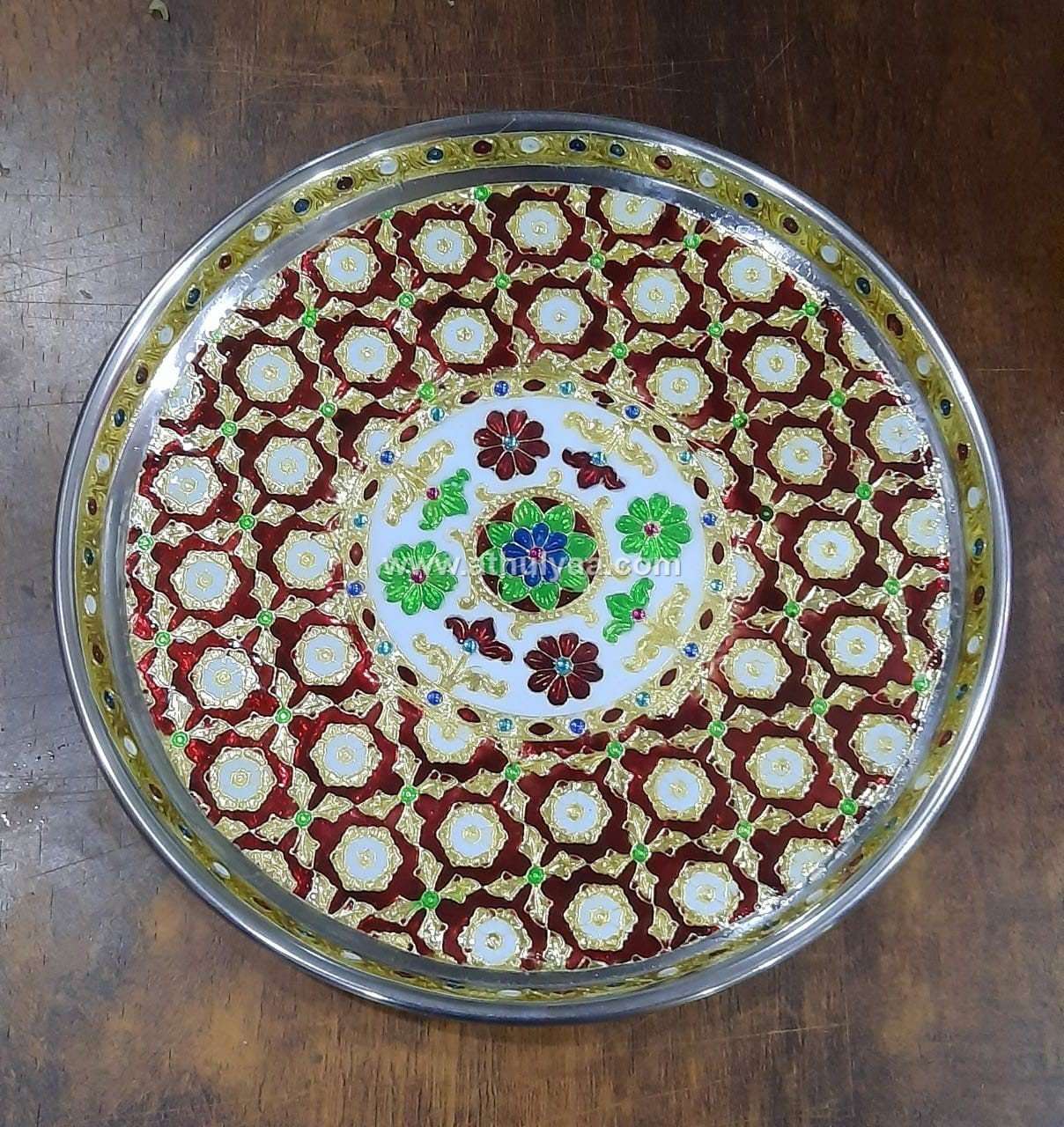 Return Gifts for House Warming | Meenakari Steel Tray Oval Small