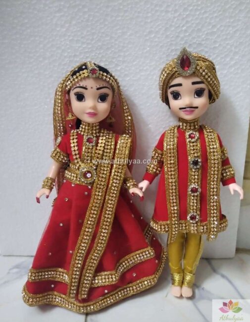 North Indian Wedding Dolls-Set-Small  North Indian Style Wedding Couple  Dolls