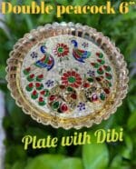 Peacock Meenakari Finish Haldi Kumkum Plate - Image 2
