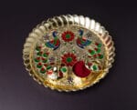 Peacock Meenakari Finish Haldi Kumkum Plate