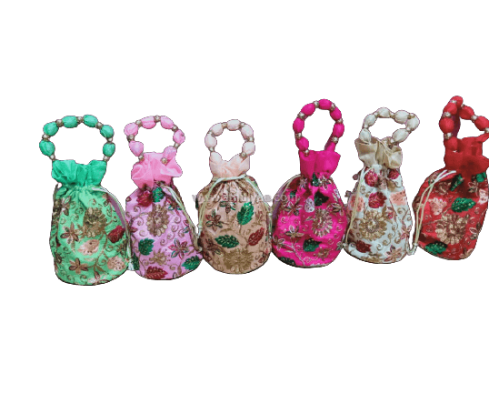 Flower and vine Embroidery Potli