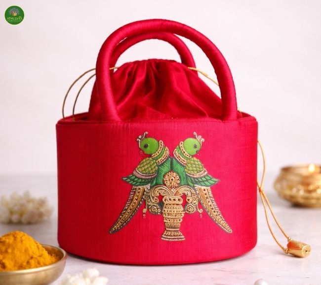 Embroidered Basket potli