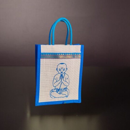 Deshkari ! Canvas white potli bags for return gifts with Red Ganesh Print | gift  bags for wedding