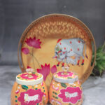 Pichwai tray with 2 jars
