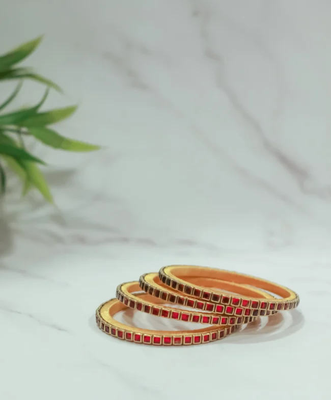 Silk thread Kundan Bangle pair - Image 4