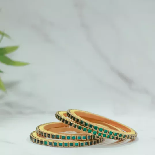 Silk thread Kundan Bangle pair
