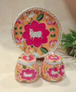 German silver pichwai metal tray with 2 matching Jars - Image 8