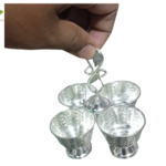German Silver Haldi kumkum holder - 4 cups