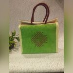 Jute lunch bag with kolam