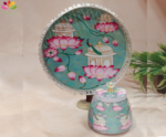 German silver pichwai metal tray with matching Jar - Image 2